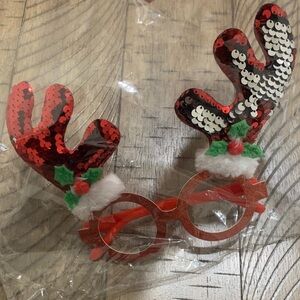 Festive Reindeer Antler Glasses with Sequins